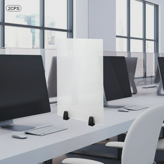 Dual Frosted Plexiglass 24 x 18 inch Clamp-on Desk Privacy Panels, Acrylic Cubicle Desk Dividers, Office Partitions, Pack of 2