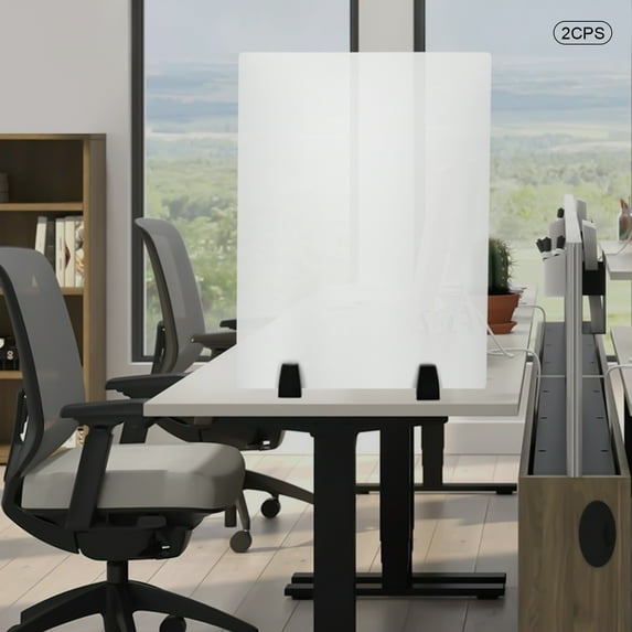 Dual Frosted Plexiglass 24 x 18 inch Clamp-on Desk Privacy Panels Pack of 2 for Classrooms, Offices