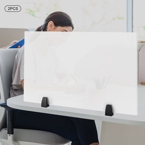 Dual Frosted Plexiglass 30 x 18 inch Clamp-on Desk Privacy Panels, Acrylic Desk Dividers, Office Partitions, Pack of 2