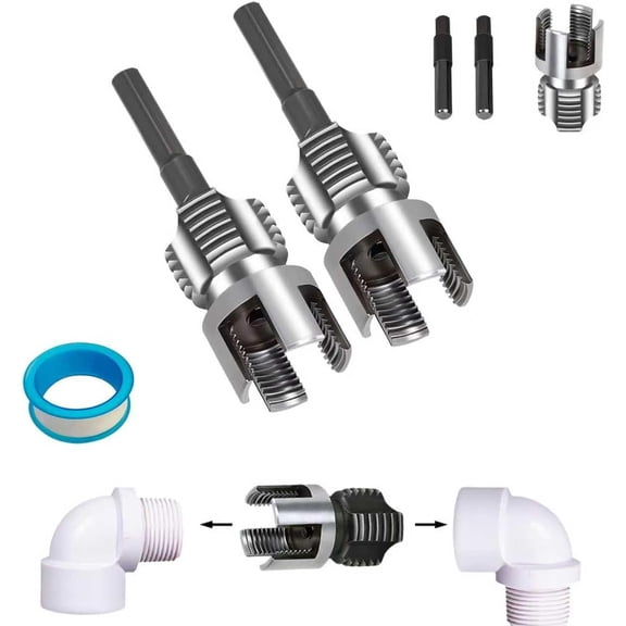 Dual-Function Internal & External Pipe Threading Tool for 1/2"& 3/4" PVC/Plastic Pipes,2Pcs PVC Pipe Threader Kit