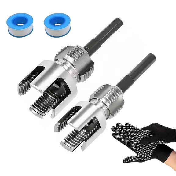Dual-Function Pipe Threader Kit – Internal & External Threading Tool for 1/2″, 3/4″, 1″ PVC/Plastic Pipes, Carbon Steel, Drill-Powered for Quick Installation & Repair