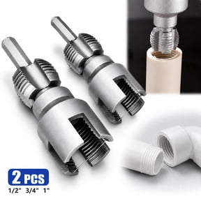 Dual-Function Pipe Threading Tool Kit (2-Piece Set) - Internal & External Pipe Thread Cutter for 1/2", 3/4", 1" PVC Pipes - Electric Drill Compatible Pipe Threader for Home Plumbing Repairs
