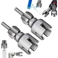 thumbnail image 1 of Dual-Function Pipe Threading Tool Kit (2-Piece Set) - Internal & External Pipe Thread Cutter for 1/2", 3/4", 1" PVC Pipes - Electric Drill Compatible Pipe Threader for Home Plumbing Repairs, 1 of 8