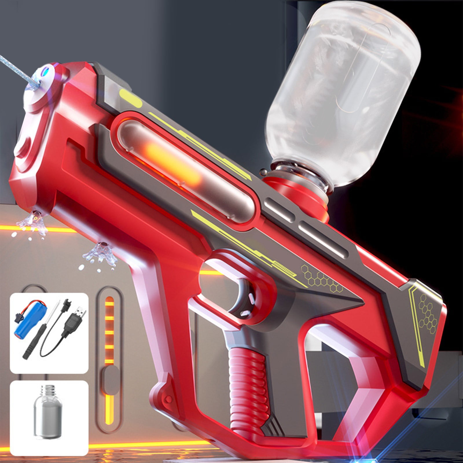 Dual Function Water Blaster Gun with High Capacity Refillable Water Tank, Line and Arc Spray Modes for Outdoor Water Games, Beach Activities, Pool Splashing and Summer Water Battles Fun