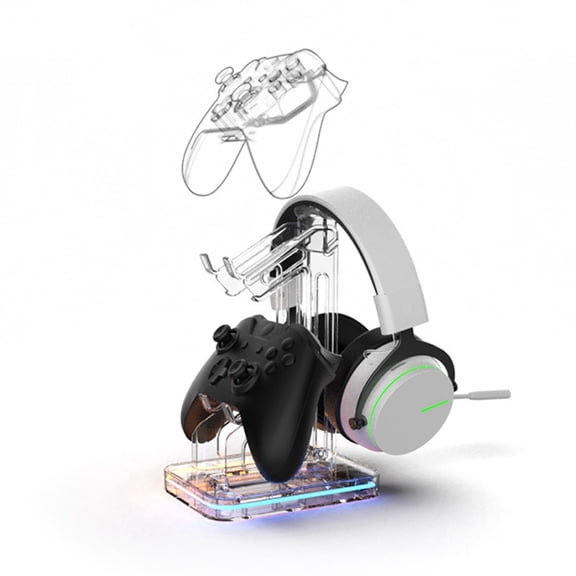 Dual Game Controller Holder RGB Acrylic Gamepad Desktop Stand Headphone Bracket for Ga y5910