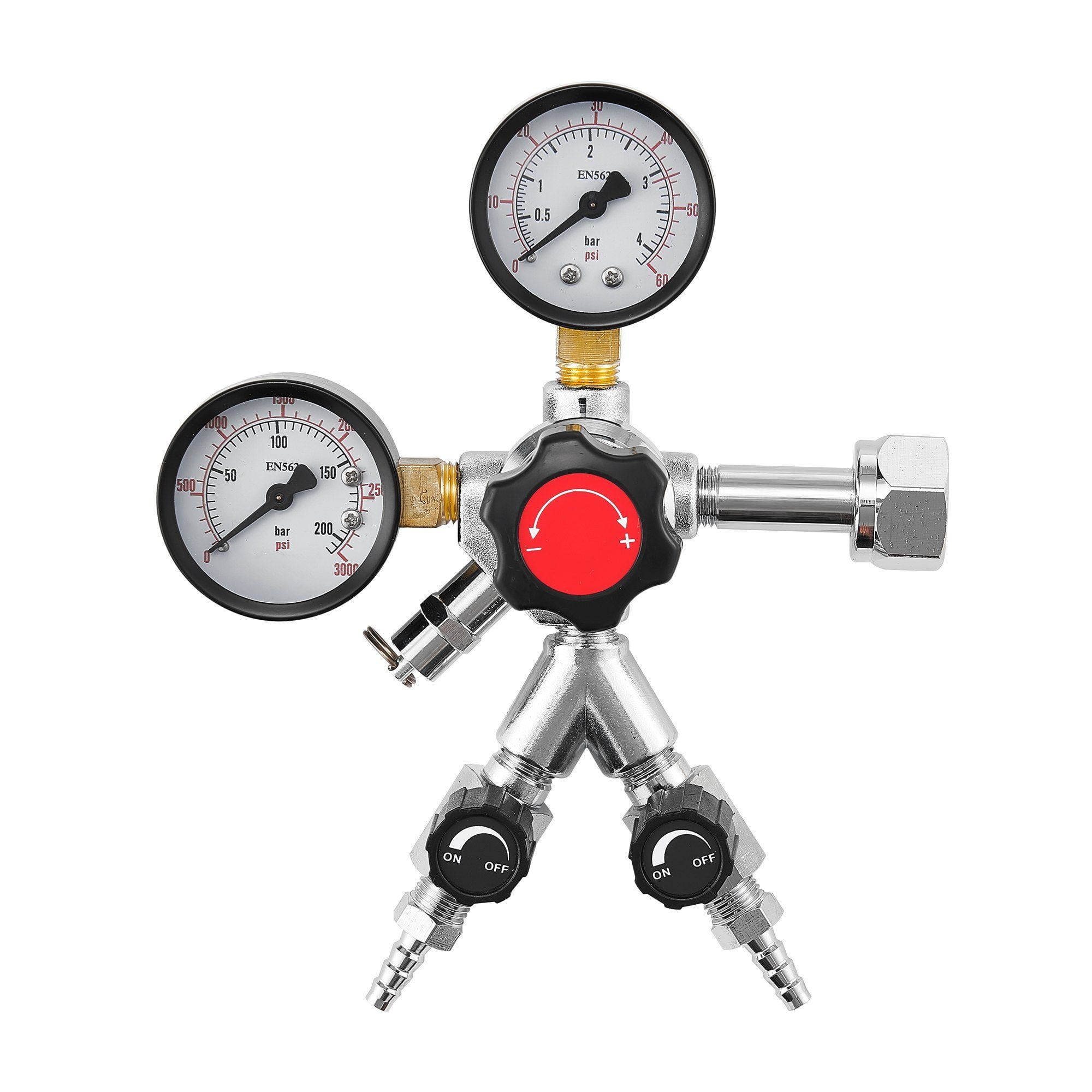 Dual Gauge Dual Valve CO2 Keg Regulator 0-0 PSI Adjustable Pressure Heavy Duty with 2 Check Valves for Homebrewed Beer CGA320 Compatible