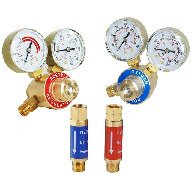 Dual Gauge Oxygen & Acetylene Regulator, with Flashback Arrestors, End