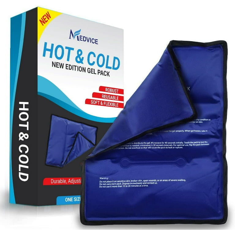 Hot or Cold Gel Pack - Set of 2 XL Ice & Heating Packs (8x11) - Large  Reusable Paks for Warm & Cold Compress, Treating Injuries, Physical Therapy  
