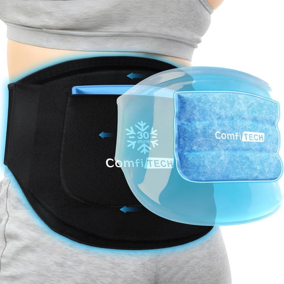 Dual Gel Extra Large Ice Bag for Back, with Extended 30 Minutes Cooling Time, Removable Cold Pack and Flexible Gel Lower Back Ice Pack, Suitable for Sciatica, Herniated Disc, Coccyx, Coccyx Discomfor