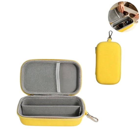 Dual Glasses Storage Case, Hard Shell Eyeglasses Organizer Holder, Portable Shockproof Sunglasses Travel Carrying Bag with Divider, Multi Glasses Protective Case