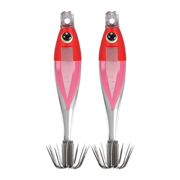 Dual-Glow Bionic Fluorescent Fishing Jig Lure with Stainless Hooks, PVC, 2" Length, 2-Pack