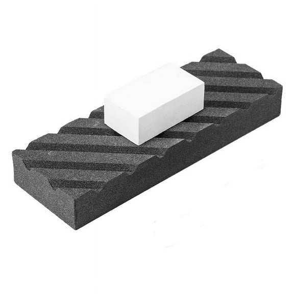 Dual Grit Coarse/Fine Flattening Stone Set - 4 Sharpening Flattener - Whetstone Fixer with Grooves