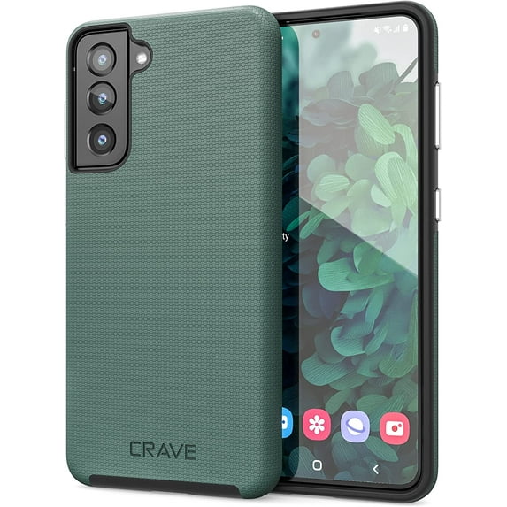 Dual Guard for Galaxy S21 Case, Shockproof Protection Dual Layer Case for Samsung Galaxy S21, S21 5G (6.2 inch) - Forest Green