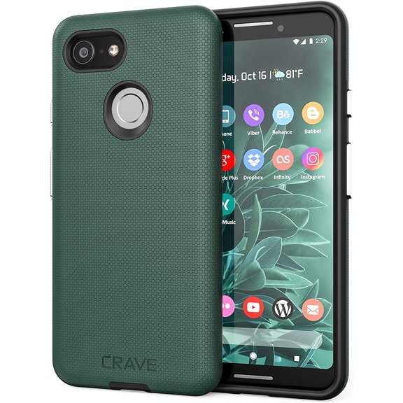 Dual Guard for Google Pixel 3 Case, Shockproof Protection Layer Case - Forest Green