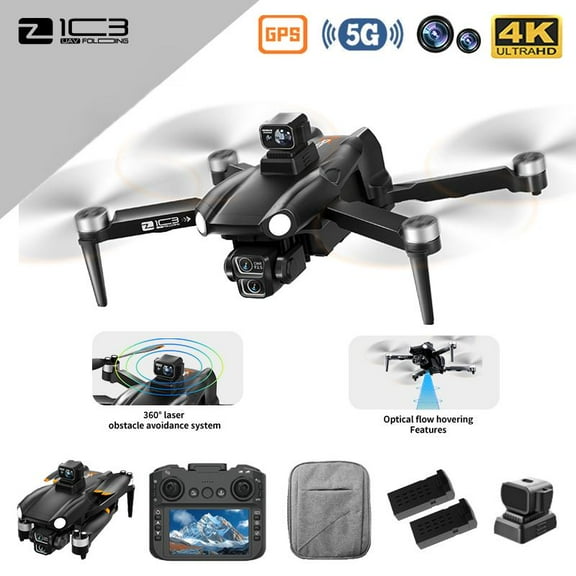 Dual HD Wide-Angle Camera 90 Swivel Drone 5G GPS, 360 LiDAR Obstacle Avoidance, Optical Stabilization, One-Button Start/Landing & with Screen Remote Control