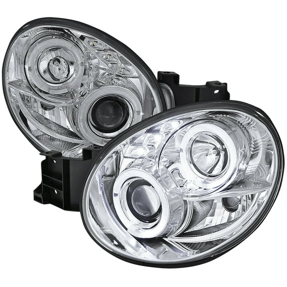 Dual Halo Projector Headlights (Black Housing/Smoke Lens) Made for and Compatible with 2001-2003 BMW E53 X5