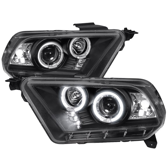 Dual Halo Projector Headlights (Black Housing/Smoke Lens) Made for and Compatible with 2001-2005 Mazda Miata MX-5