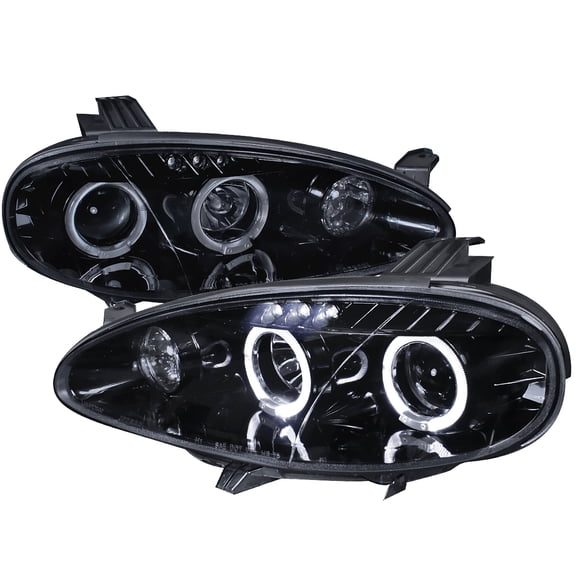 Dual Halo Projector Headlights (Chrome Housing/Clear Lens) Made for and Compatible with 2001-2005 Mazda Miata MX-5