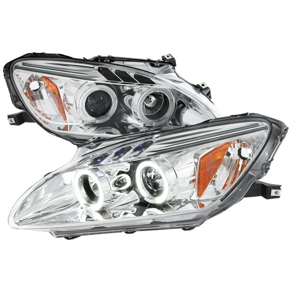 Dual Halo Projector Headlights (Chrome Housing/Clear Lens) Made for and Compatible with 2004-2009 Honda S2000 AP2
