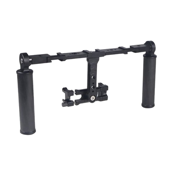Dual Handheld Hand Grip Stabilizer for Phone Action Camera LED Light Mic Bracket with Cold Shoe 1/4'' 3/8'' Interface