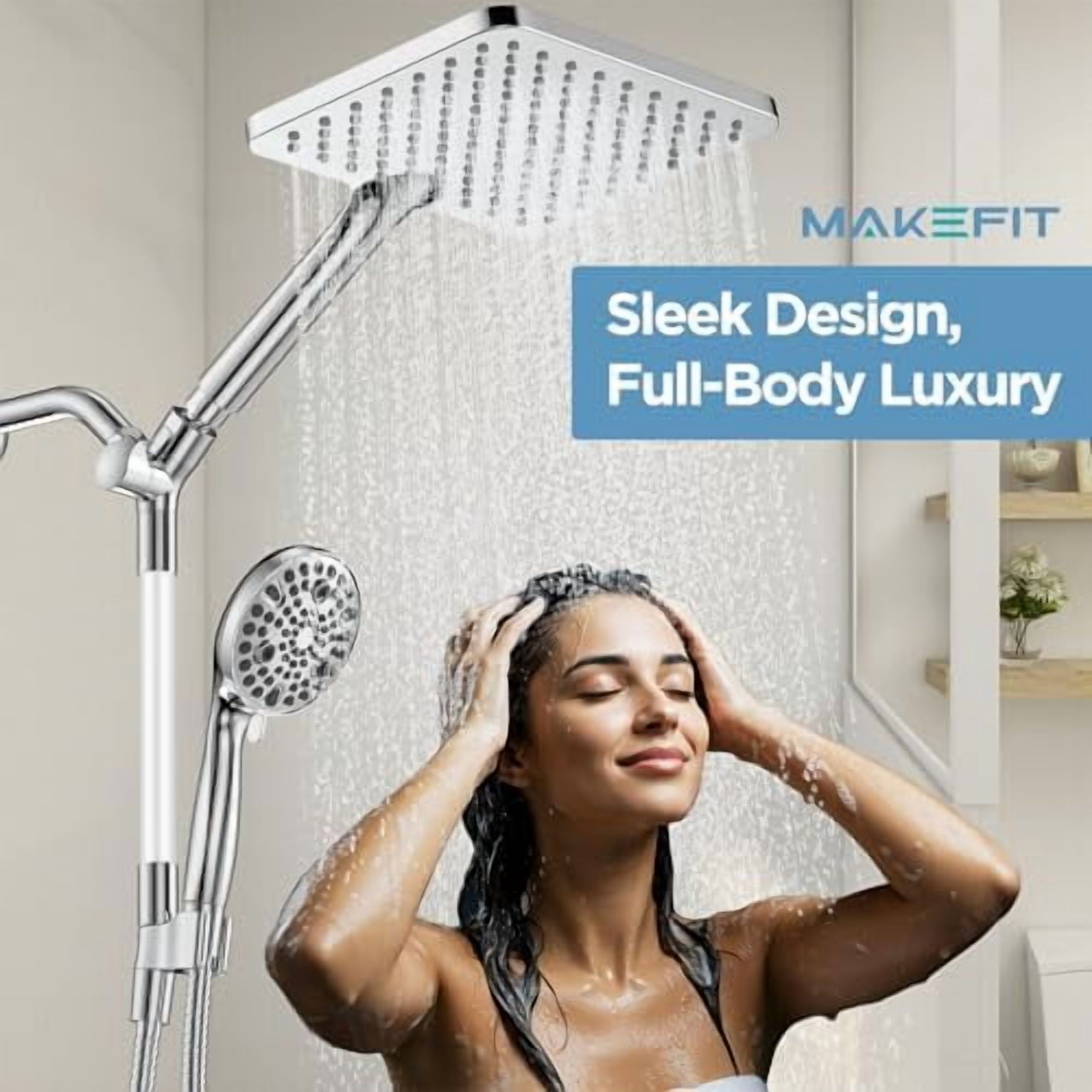 Dual Handheld Shower Head Combo, 2-in-1 Rain Shower Heads System Wide ...