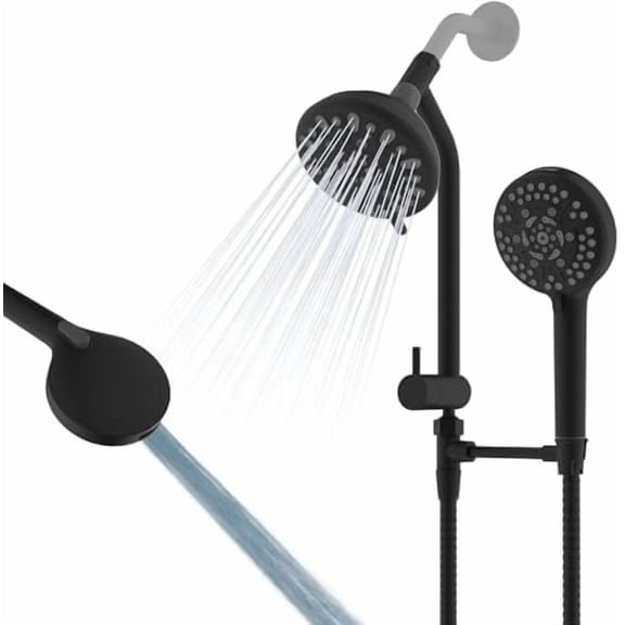 Dual Handheld Shower Head Combo, 3-Way High Pressure 10-Setting Handheld Shower & Rain Shower Separately or Together, 2 in 1 Showerhead with Stainless Steel Hose, Matteblack$$Tools & Hardware Other