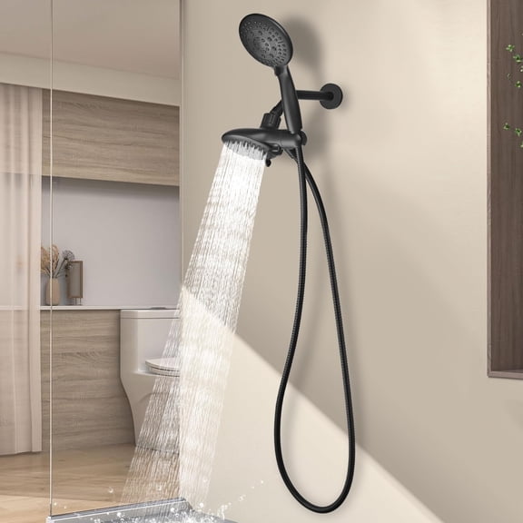 Dual Handheld Shower Head Combo  Water-saving System 2 In 1 High Rainfall 48-setting 3-way Water Diverter With Anti-swivel Lock Nut 6 Spray Mode