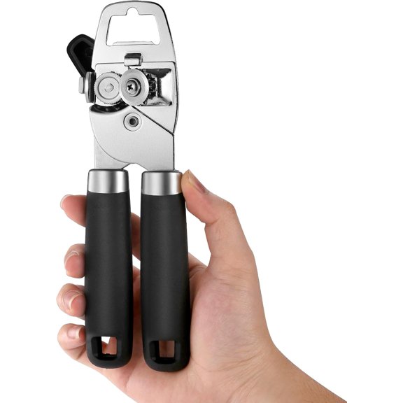 Dual Handle Can Opener, Smooth Edge Manual Can Opener for Safe & Effortless Opening, No Sharp Edges on Can, Comfort Grip & Rust-Resistant Stainless Steel, Easy to Clean