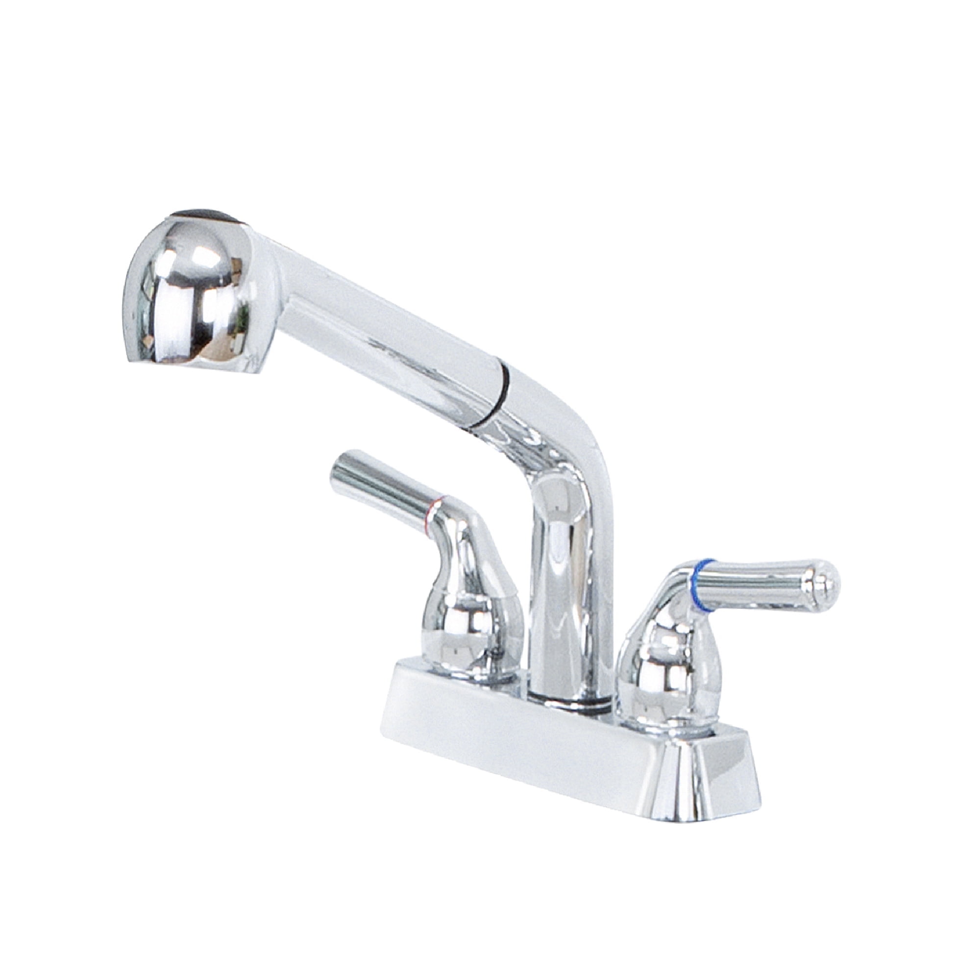 Chrome Dual-Handle Stainless Steel Pull-Out Faucet