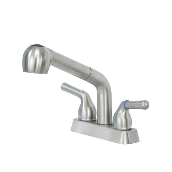 Dual-Handle Pull-Out Faucet Stainless Finish for Laundry Sink