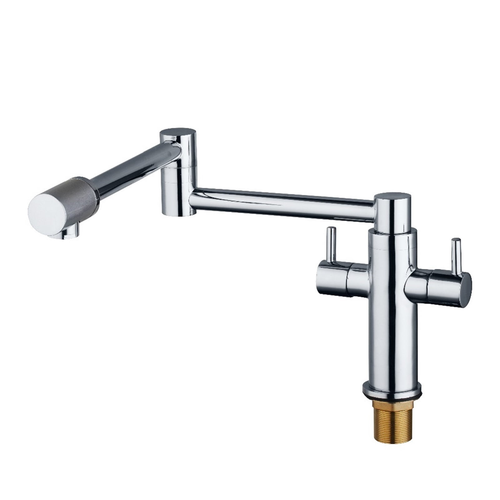 Dual Handles Pot Filler Chrome Swivel Kitchen Basin Sink Washbasin Vessel Lengthen Spout Faucet Cold & Hot Water Tap