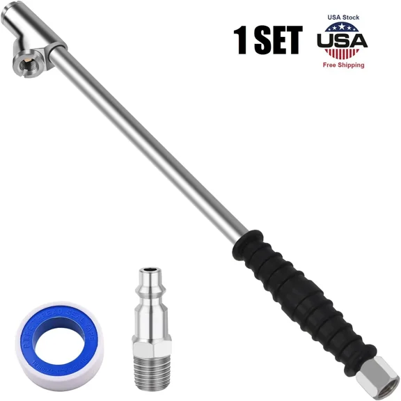 Dual Head Air Chuck 1/4 FNPT Straight Foot Lock On Truck RV Tire Inflate Chuc