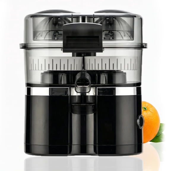 Dual-Head Automatic Citrus Juicer with Built-in Fruit Cutter, One-Touch Juicing for Orange, Lemon, Lime, Grapefruit, Detachable, Easy to Clean