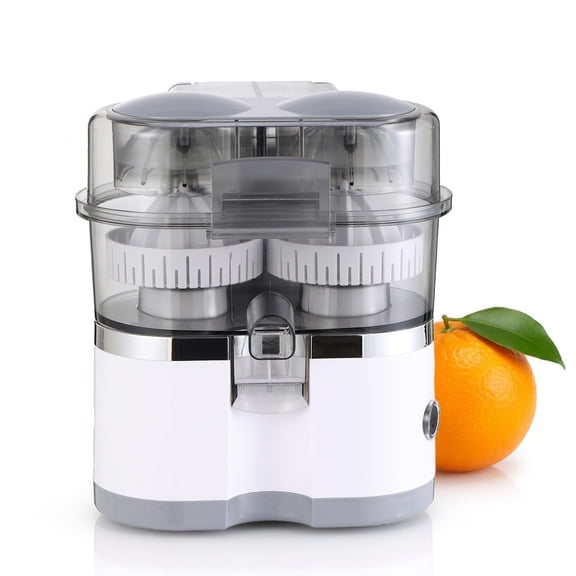 Dual-Head Automatic Citrus Juicer with Built-in Fruit Cutter, One-Touch Juicing for Orange, Lemon, Lime, Grapefruit, Detachable, Easy to Clean