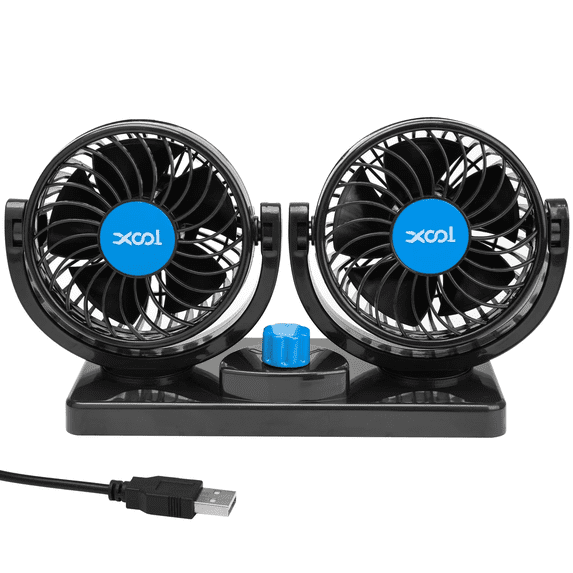 Portable Car Fan for Dashboard, USB Fan for Car-360° Rotatable with 2 Speed Regulation for Vehicle SUV, RV