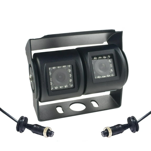 Dual Head Camera and HD Reversing Camera, HD 1080P Rear View Camera for Cars/SUVs/Pickups/Campers, IP69K Rated Waterproof, Easy to Install and Transport (Black)