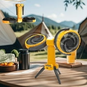 Dual-Head Camping Fan with LED Light - USB Rechargeable 270 °   Swivel & 360 °   Rotation Tent Fan, Portable Tripod Hook Fan for Camping, Fishing, Beach, Garden, Outdoor Adventures