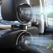 Dual Head Car Fan, USB Cooling Fans for Backseat, 360  Rotatable Car Seat Headrest Fan for Kids Dog Rear Facing, 3-Speed Separate Controlled Car Backseat Fan Air Circulation for Vehicle SUV RV Trunk