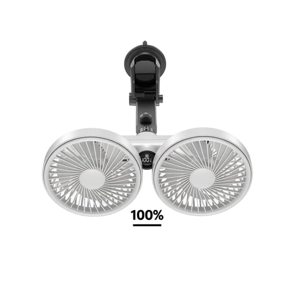 Dual Head Car Fan for Back Seat with Digital Screen, Adjustable Wind Speed Portable Car Cooling Fan for Family Car Camper Van Interior Cabin Cooling
