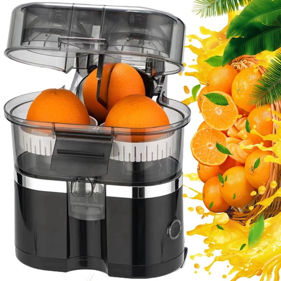 Dual Head Citrus Juicer, Electric Citrus Juicer with Built-in Cutter, 2-Speed Control, Efficient Pulp Separation for Orange Lemon Lime Kitchen