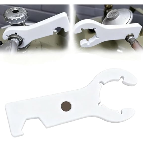 Dual-Head Gas Bottle Wrench, Professional Pressure Reducing Valve Wrench with Magnet, Welding Tank Spanner with Dual Ends Anti-Skid Multi-Function Tool for Gas Tank & Cylinder Valve Removal(white)