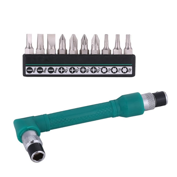 Dual Head Hex Wrench & Flat/Phillips/Star Bit Set Multi-Functional Angular Extension Tool