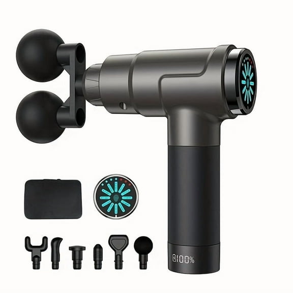 Waxgamo Dual Heads Massage Gun, Handheld Electric Deep Tissue Muscle Massager for Athletes for Pain Relief, Attaching 7 Replacement Heads, Percussion Massager with 12 Speeds