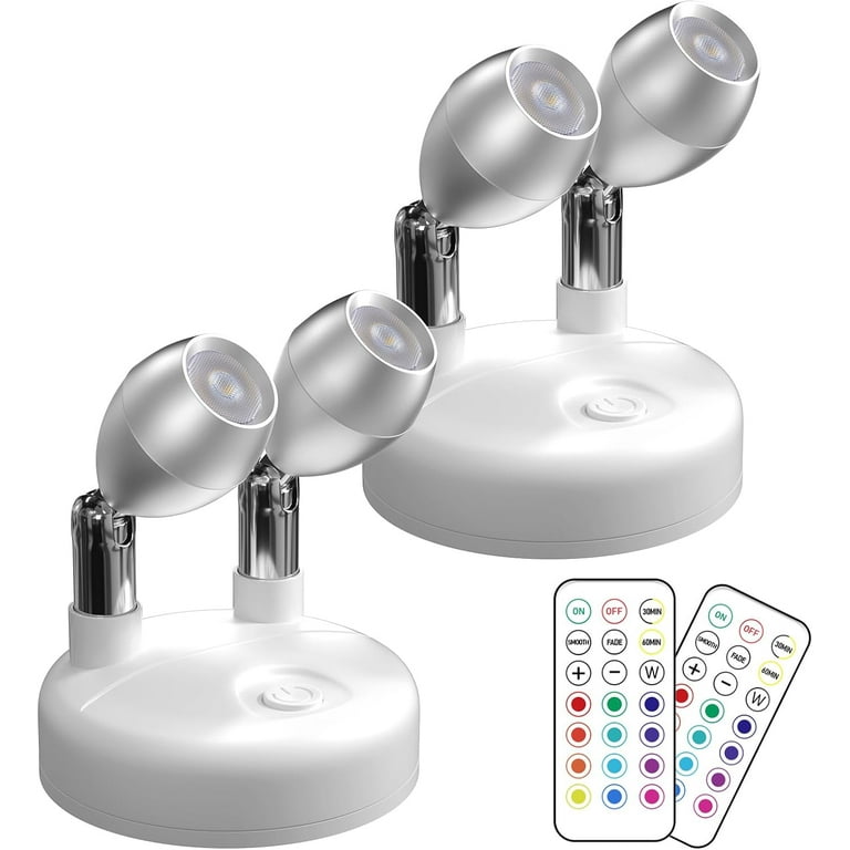 Dual Head Mini RGB LED Spot Lights Indoor with Remote Control Wireless Spotlight Indoor Picture Light 13 Light Colors for Display Art Dartboard
