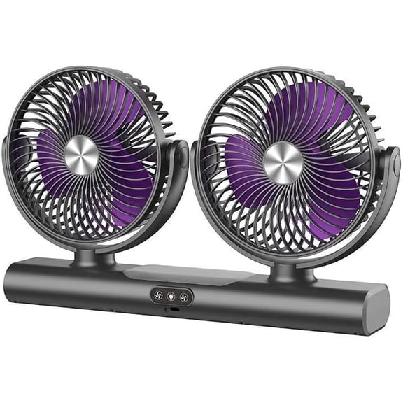 Dual Head Oscillating Ceiling Fan - Multi-Speed Adjustable Wind,Powerful Double Airflow Space, Portable USB Powered Saving Hanging Fan for Bedroom Study Office Small Indoor Room, Grey