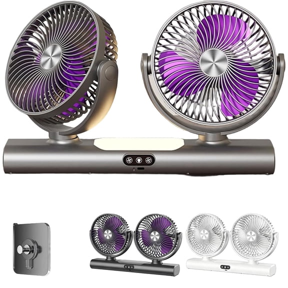 Dual Head Oscillating Ceiling Fan, Quiet 3-Speed Portable Wind, Lightweight ABS PP 620g Shell, 3-in-1 Table Desk Wall Mount for Bedroom Office