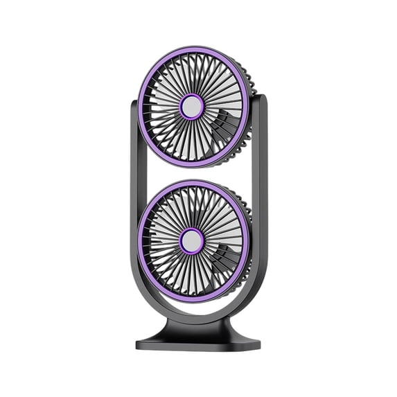 Dual Head Portable Fan, Adjustable Double Airflow, Three Speed Cooling Device, Strong Wind Circulation System, USB Rechargeable Table Fan, Home Office Camping Use