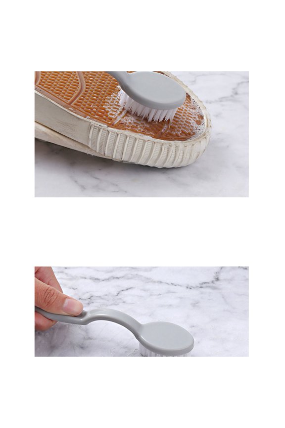 Dual Head Shoe Cleaning Brush with Long Handle and Soft - 9.3 Inch Plastic Sneaker Scrubber for Uppers, Soles, and Heels