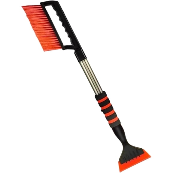 Dual Head Snow Broom with Ice Scraper for Car - Extendable Snow Brush and Ice Scraper for Car Windshield Window with EVA Sponge Handle, Snow Removal Winter Car Accessories