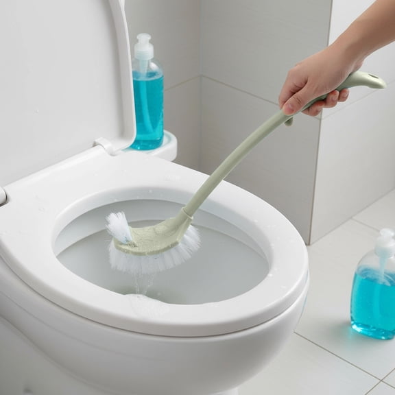 Dual-Head Toilet Bowl Brush with Holders,Rubber and Slit Brush for Full Cleaning Coverage,Hygienic and Ergonomic Design,Multipurpose Bathroom Cleaning Tool for Toilets,Sinks,and Bathtubs-Green
